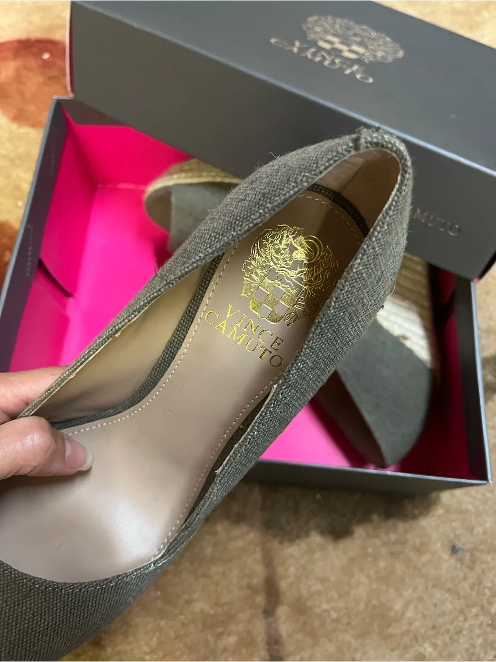 Vince Camuto Olive Espadrille Wedge Peep-Toe Sandals